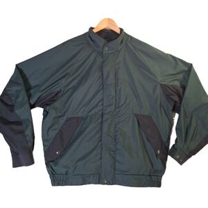 FootJoy Dryjoys Windbreaker Jacket Men's Large Green Golf Houndstooth Lined Zip